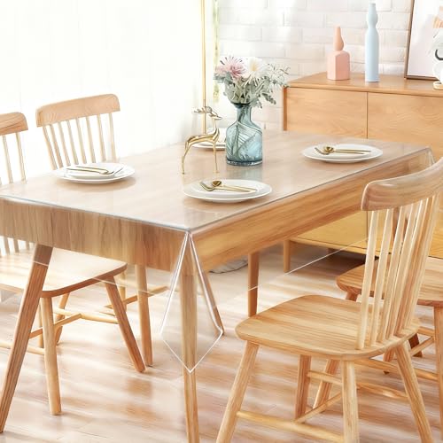Nappe transparente rectangulaire plastique imperméable table 140x250cm