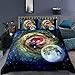 Bettwäsche Set 135 X 200 cm Fantasy-Galaxie Planet Erde - Kinder Bettbezug - Bettbezug Set 3D Muster Mikrofaser Bettbezug Kissenbezug - Hypoallergen Und Pflegeleicht - Für Einzelbett Doppelbett