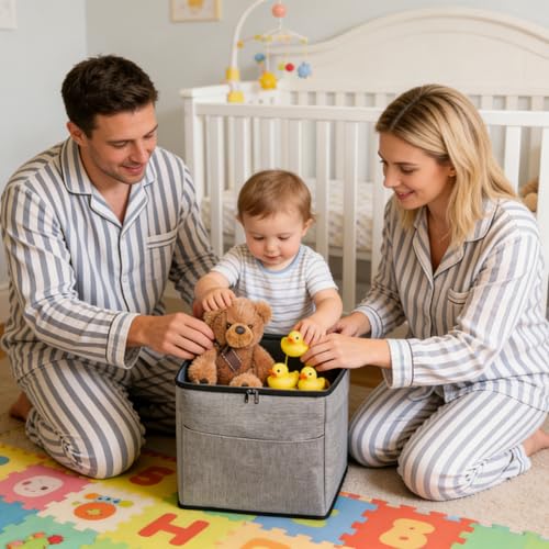 Kids Toy Organizer-Large Capacity Oxford Cloth Storage Bag With Heavy-Duty Zipper, Portable Building Block & Doll Collector, Washable Toy Bin For Outdoor, Camping & Bedroom | 600D Navy – Image 3