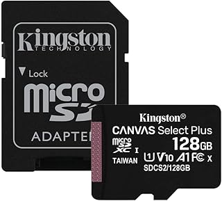 Cartão de Memória K.ingston Micro Sd 128gb Canvas Select Plus Velocidade de Leitura de Até 100Mbs Classe Velocidade C10 Certificação de Desempenho A1 Aplicativo com Adaptador Sd para Micro Sd / No Brasil