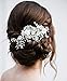 SWEETV Handmade Wedding Hair Clip Barrette Comb,Rhinestone Floral Bridal Wedding Hair Accessories for Brides Silver