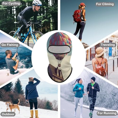 Mascarilla Balaclava Cara Completa Protección Solar para Hombre y Mujer con Diseño de Globo Aerostático Azul, Transpirable para Senderismo, Ciclismo, Running y Conducción miniatura 6