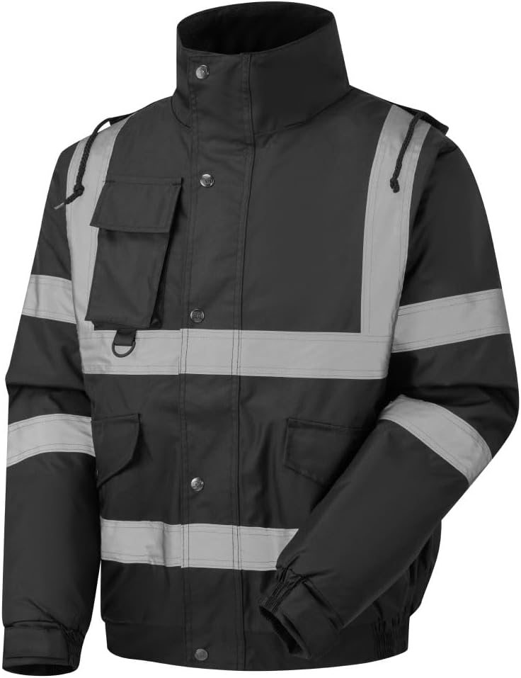 Stromway Mens Waterproof Two Tone Bomber Jacket Hi Vis Visibility Hi Vis Standard Safety Work Wear (HV301/)