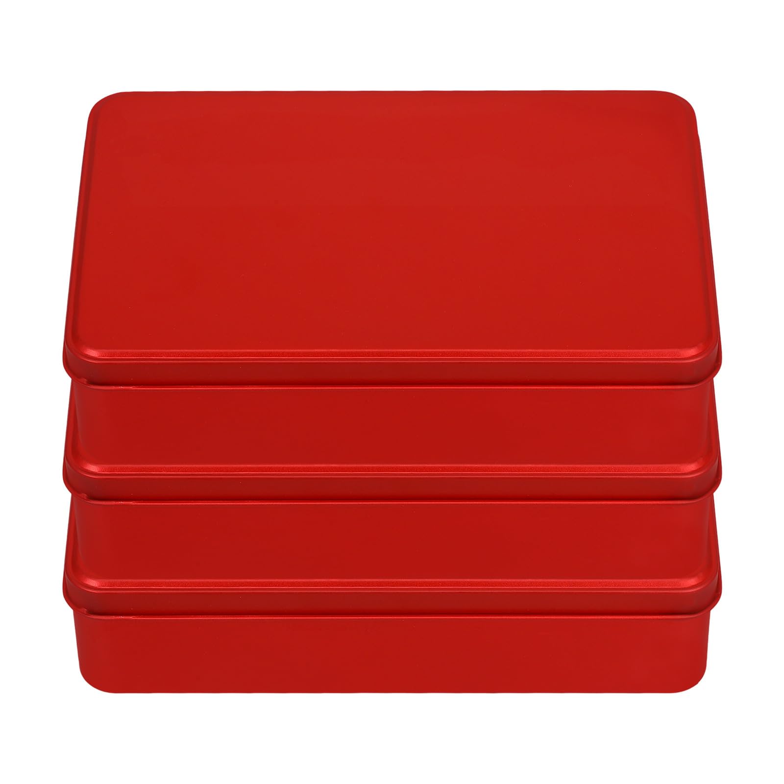 Caja de lata rectangular roja de metal con tapa hermética para almacenamiento de alimentos caseros