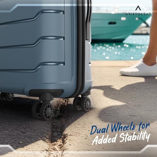 Image of Aristocrat Liberty 8-Wheel Large Size Hard Case Trolley Bag, Spanish Blue