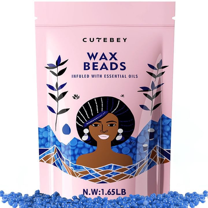 Hard Wax Beads for Hair Removal - 1.65lb/750g XL Refill - Painless Low-Melt Formula for Full Body Brazilian Bikini Face Legs Underarm - For Coarse & Fine Hair (Blue-750G)