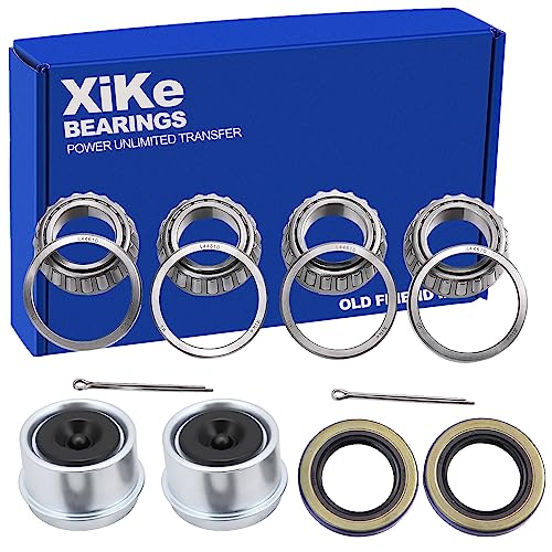 XiKe 2 Set Fits for 1 2000-2200 Lbs Axles Trailer Wheel Hub Bearings Kit L44643/L44610 and 12192TB Seal OD 1.980 Dust Cover and Cotter Pin Rotary Quiet High Speed and Durable.