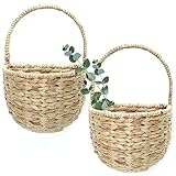 Storagether Woven Wicker Wall Hanging Basket Storage for Garden,Hanging Basket,Wall Hanging Baskets for Decorative Plants And Flowers,Semiround,Set of 2