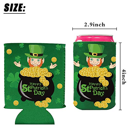 St. Patrick\'s Day Beer Can Coolers Sleeves, Insulated Neoprene Sleeve Bottle Covers for Collapsible Reusable Thermocoolers,Great for St. Patrick\'s Day Canned Beverages Party Decorations Supplies