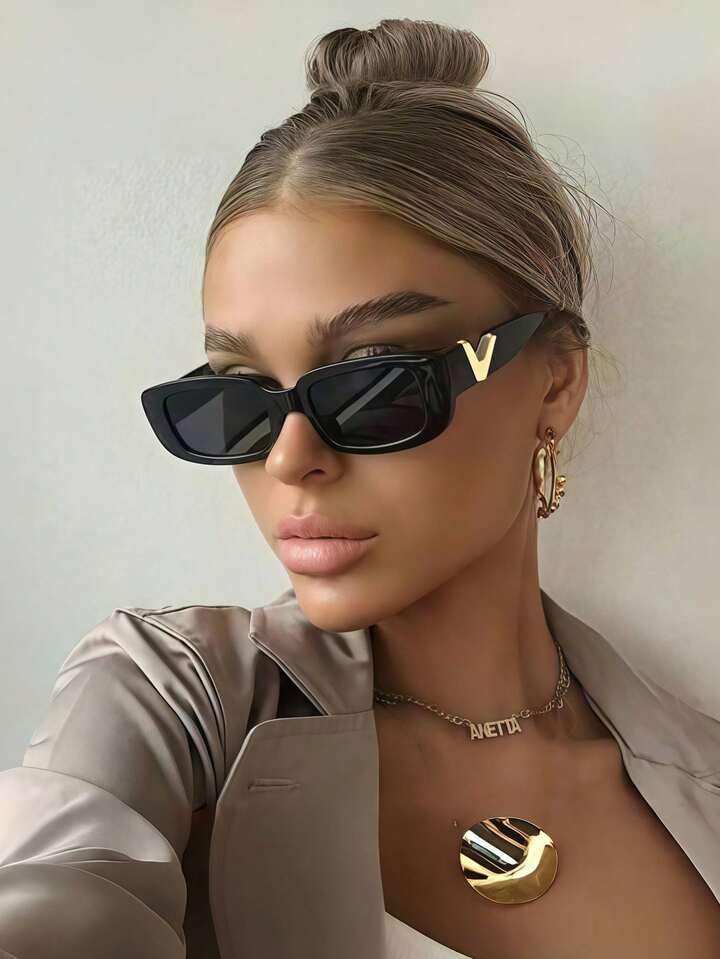 Image of IFLASH Rectangle Sunglasses for Women 90s Retro Trendy Y2K Classical Vintage Square Shades