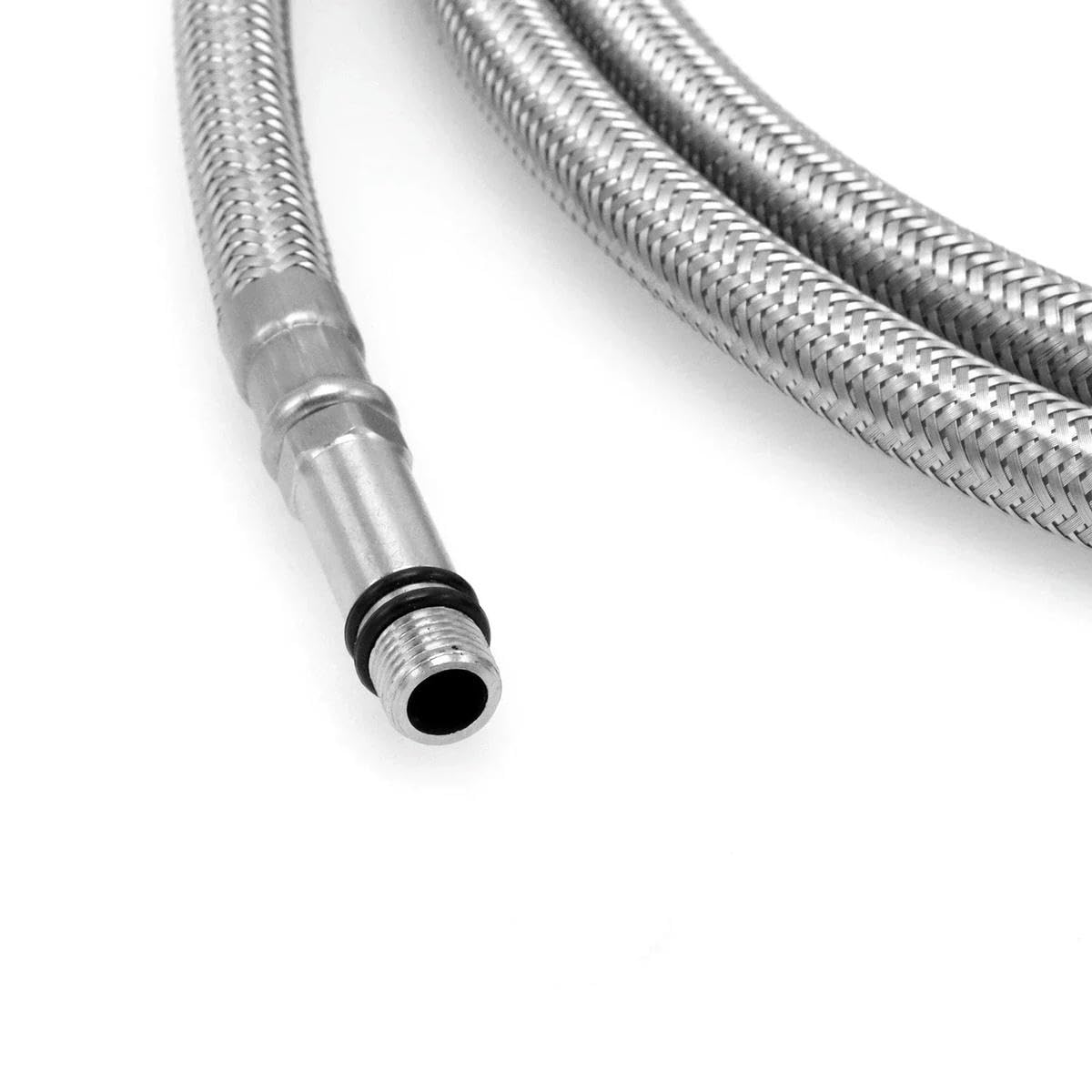 Inless Tuyau de robinet de cuisine en acier 50/60/70/80 cm, F1/2 M10 x 1, tuyau d'alimentation en eau, argenté, 1 pièce