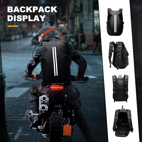 WEPLAN Helm Rucksack Herren Damen Motorrad Rucksack Wasserdicht Motorrad Rucksäcke Motorradrucksack Helmrucksack Motorradhelm Reise Rucksäcke Herren Leicht Helmtasche Reflektierend,Schwarz