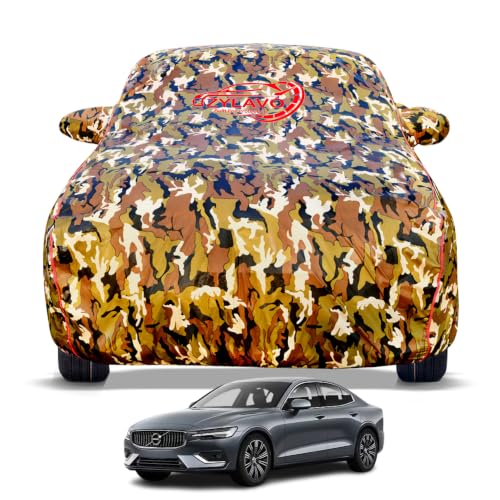 Image of Premium Car Cover for Volvo S-60 Model | Waterproof, UV & Dust Protection | Mirror & Antenna Pocket | Triple Stitched, Soft Inner Lining, Belt & Buckle (Jungle Print)