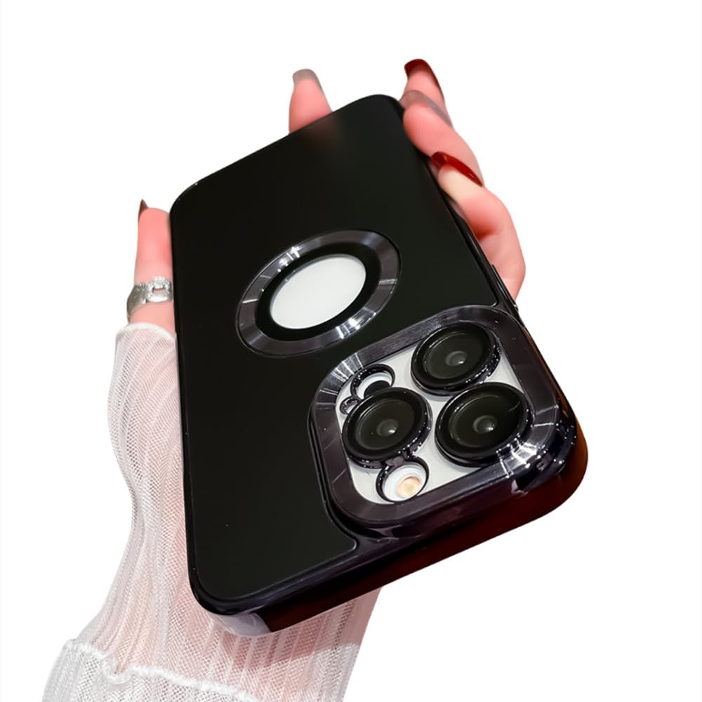Coque iPhone 12 en verre mat luxe avec protection d'objectif intégrée noir chic - 7