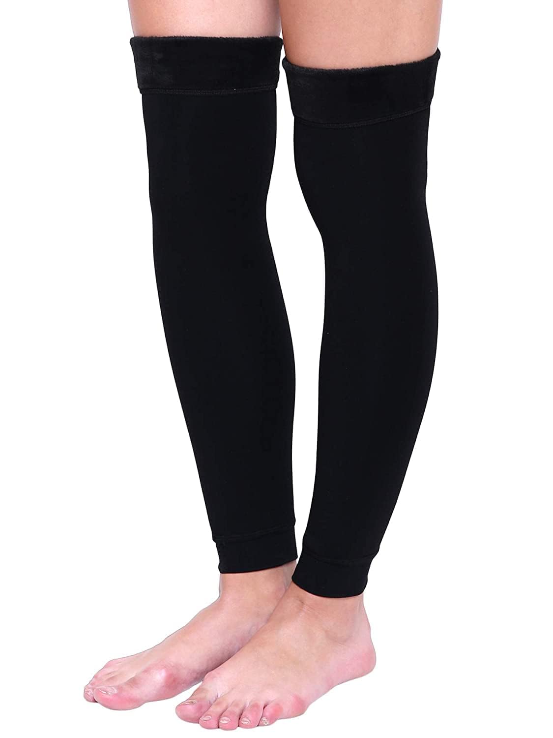 INFISPACE® Men & Women Knitted Woolen Leg Warmer & Knee Supporter (Fleece Black- 1 Pair) - Image 4 thumbnail