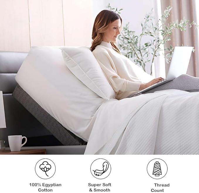 Miniatura 8 de Juego de sábanas de 4 piezas con cabezal flexible, sábanas divididas de 28 pulgadas para camas ajustables con números de sueño, 100% microfibra,