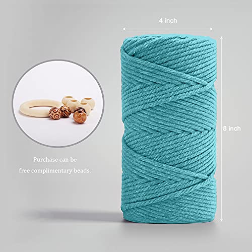 Image of Macrame Cotton Cord 5mm x 109 Yards, ZUEXT 100% Natural Handmade Colorful 4 Strands Twisted Braided Cotton Rope for Wall Hanging Plant Hangers Gift Wrapping Tapestry DIY Crafts(5mmx100m, Light Blue)