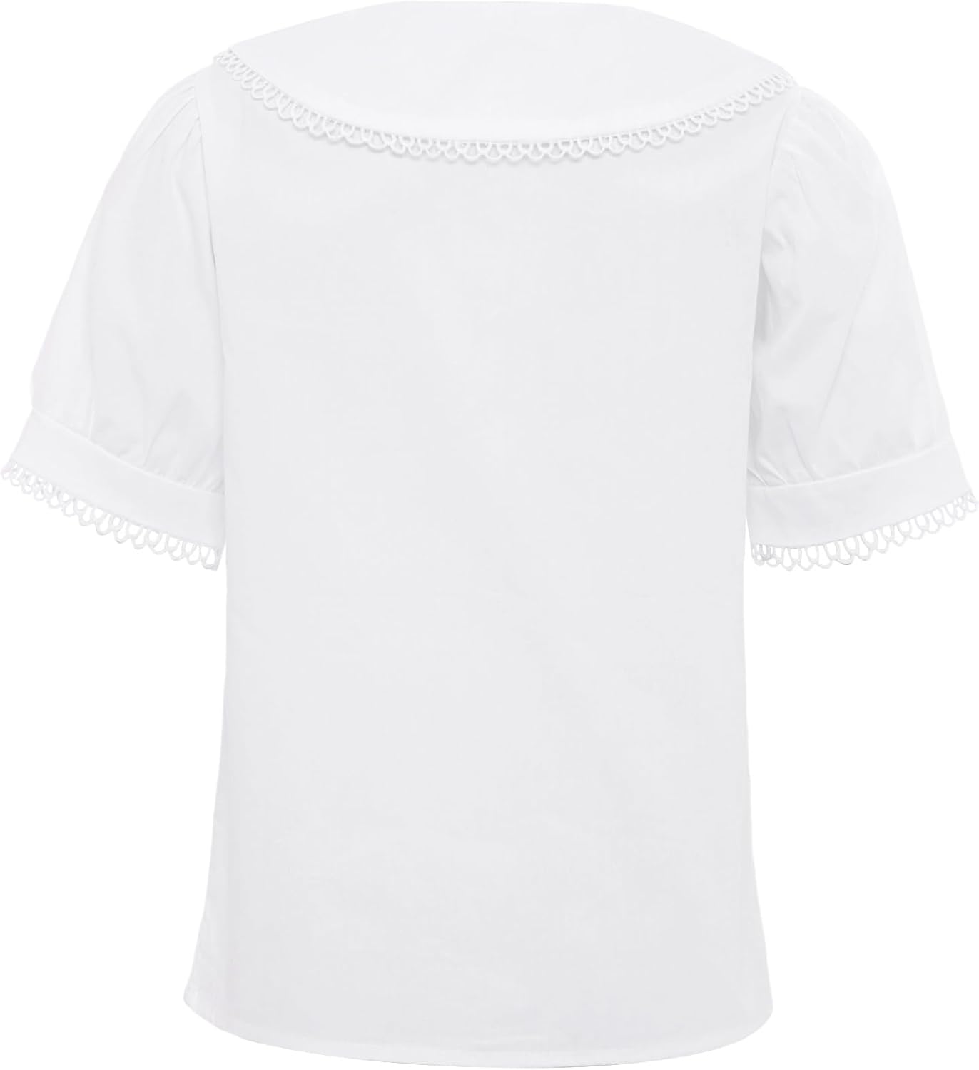 TiaoBug Kids Girls Princess Button Down Shirt Summer Puff Short Sleeve Shirt Blouse Top Collar School Uniform Blouse
