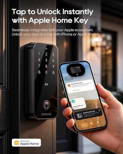Image of Dreame Turbo Lite Smart Wi-Fi Door Lock, Fingerprint Keyless Entry Deadbolt for Front Door, Built-in Wi-Fi, Keypad Smart Lock, Works with Apple Home, Auto Lock, IP54 Waterproof, 12-Month Battery Life