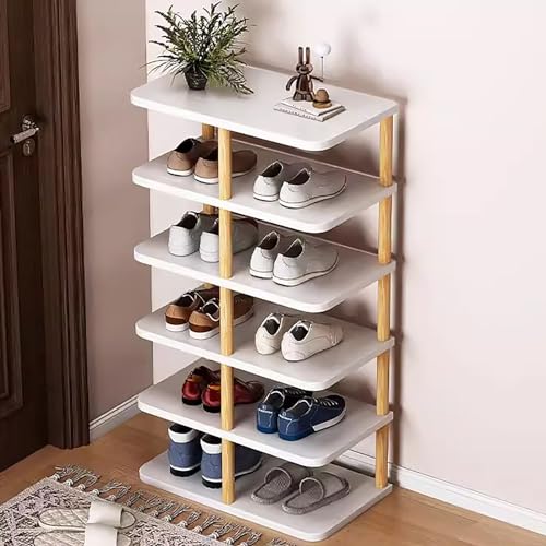 Étagère à chaussures verticale à 8 niveaux meuble blanc compact 47x24x80 cm - 3