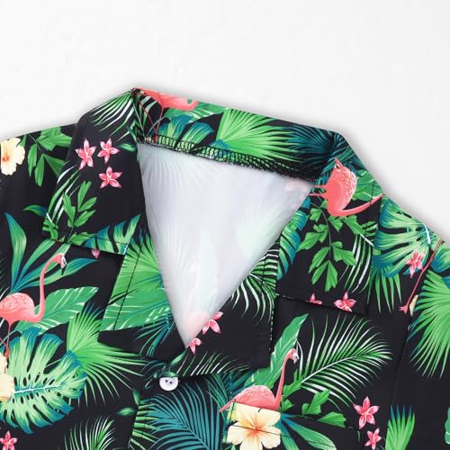 Image of Weixinbuy Boys Summer Outfits Short Sleeve Hawaiian Shirt and Shorts Vacation Set for Kids Summer Clothes Set