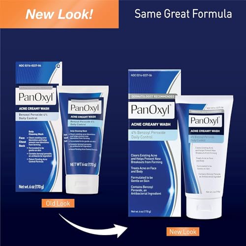 Image of PanOxyl Antimicrobial Hydrating Acne Creamy Wash, 4% Benzoyl Peroxide, 6 Ounce (Pack of 2)