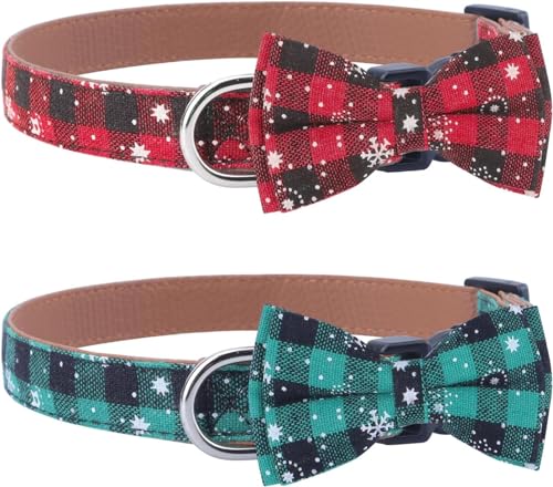 Hundehalsband Weihnachten, mit Hunde Fliege Abnehmbarer Hundehalsband, Weich und Bequem,für Kleine Mittel große Hunde (M (35CM~45CM), Rot)