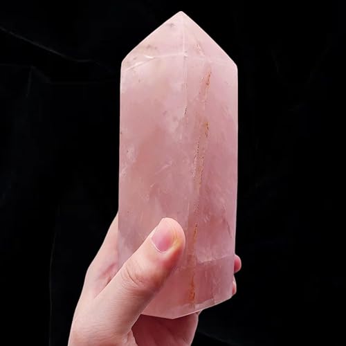 Miniatura 1 de Torre de cristal de cuarzo rosa de 1.0 a 1.5 libras de cristal curativo de 6 puntas facetadas, 1 pieza para meditación, colección de chakras Reiki,