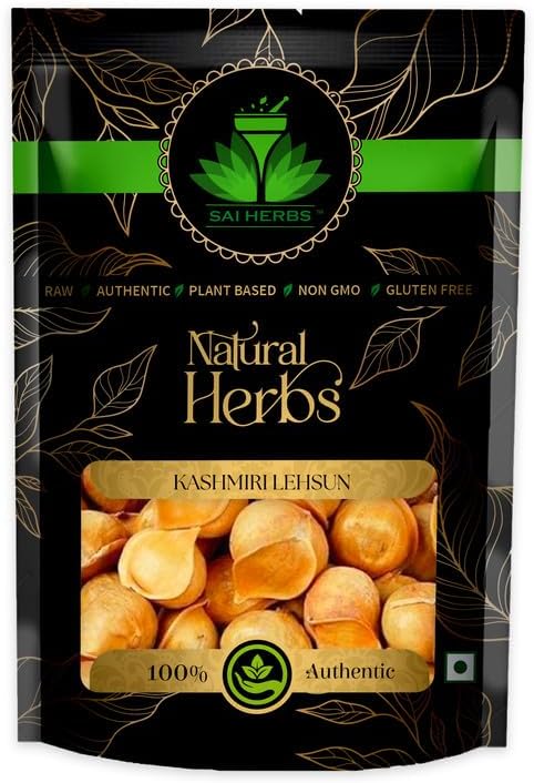 SAI HERBS Kashmiri Lehsun - Snow Mountain Garlic Seed - Pahari Lehsun - Pure & Natural (100 Grams)