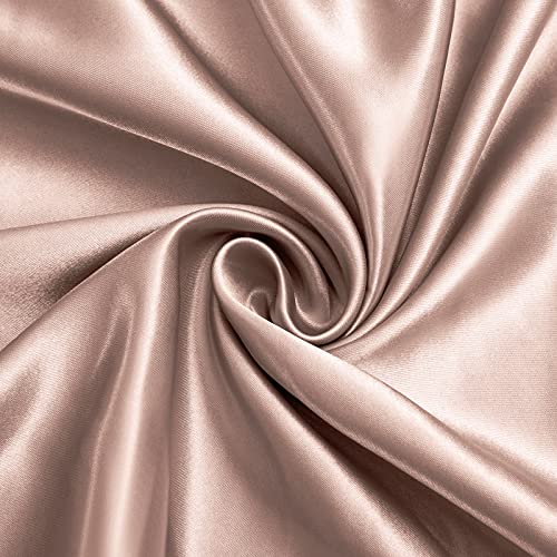Image of Ersmak 7 Pieces Satin Sheets Set California King Size, Luxury Silky Champagne Satin Bed Sheets Set with 1 Deep Pocket Fitted Sheet, 1 Soft Flat Sheet, 4 King Pillowcases and 1 Body Pillowcase