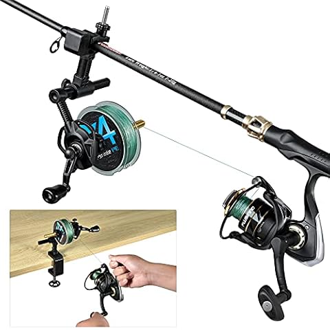 PLUSINNO Fishing Line Spooler with Unwinding Function, Fishing line Spooling Station Versatile for Both Thick & Thin Rods, Works with Spinning Reel, Cast Reel (Fishing Rod & Table Clamp Spooler) Cover