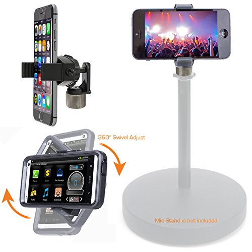 Chargercity 360° Swivel Adjust Smartphone Holder With 5/8" Tripod Microphone Stand Adapter For All Smartphone Up To 3.6 Inch Wide (Iphone 12 13 14 Galaxy S23 S22 Fold Flip) #TOP2
