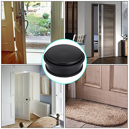 Sumnacon 2Pcs Heavy Duty Door Stoppers No Drill, Sturdy Stainless Steel Floor Door Stops With Anti-Skid Rubber - Decorative Metal Doorstops For Home Office Commercial Industrial, Black #TOP6