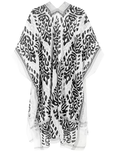 Women's Chiffon Long Kimono Beach Cover up for Summer Bathing Suits Cardigans Casual Loose Swimwear - Thumbnail 6