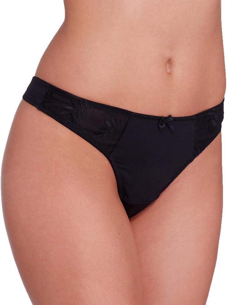Panache Women's Tango Thong – Leaf Embroidered Microfibre Lingerie with Feminine Bow Detail