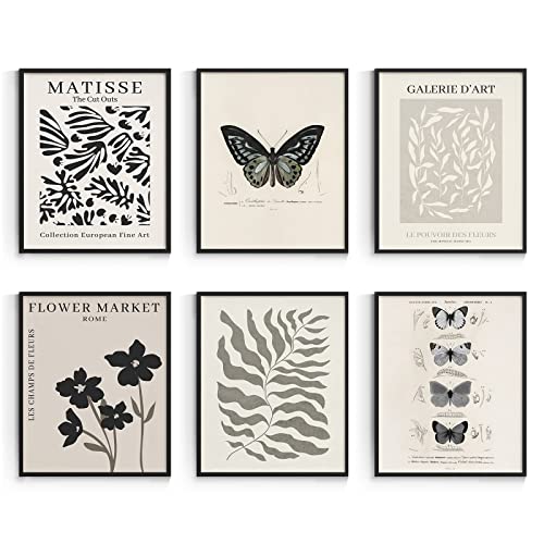 Image of Habseligkeit Butterfly Master Wall Art Prints, Abstract Matisse Wall Art Exhibition Posters, Vintage Wall Art Prints, Retro Room Decor for Aesthetic Bedroom 11x14inch, Unframed