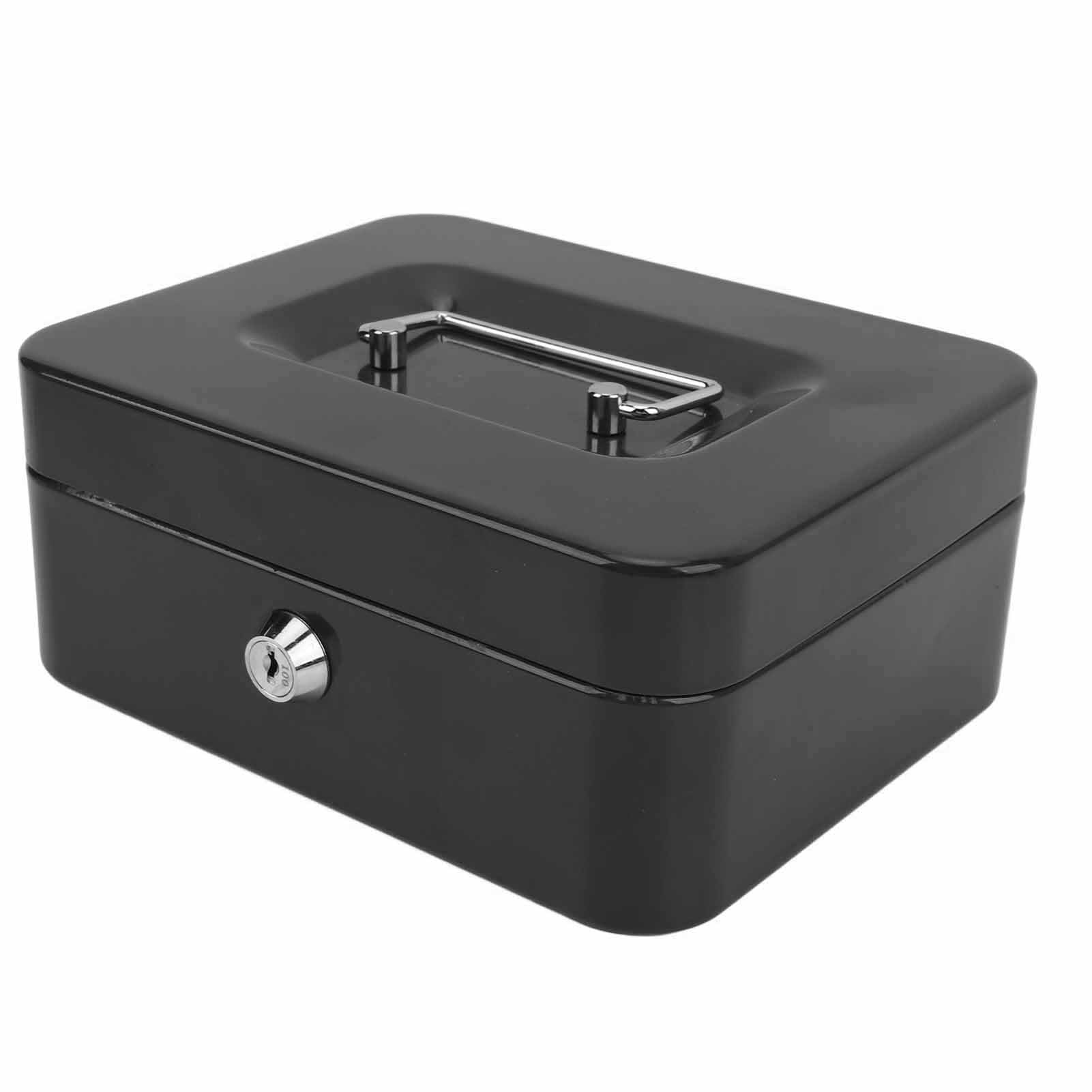 Metalowa kasetka na pieniądze Mavaol, solidny organizer na pieniądze z zamkiem na klucz, dwuwarstwowa taca z przegródką, bezpieczne przechowywanie dla domowego biura dla małych (MavaolNQ7E-12)