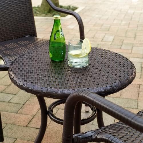 Image of Patio Furniture Set, 3 Pieces Porch Backyard Garden Outdoor Furniture Rattan Chairs and Table Wicker Conversation Set (Dark Brown Color) 60 x 56 x 74 Cm