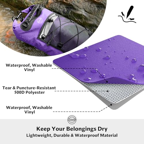 Image of STOVER 5 /10 /25 /30 /40L Waterproof Dry Backpack & Phone Case- Large Floating Dry Bag for Kayaking, Travel, Hiking, Fishing, Camping, Motorcycles & Beach, Heavy-Duty Roll Top Men /Women (Purple)
