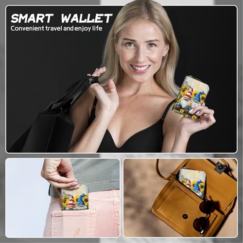 Image of Cute Credit Card Holder with Zipper, Garden Gnome RFID-Blocking Card Case Small Wallet for Women Men, Multi-slot Card Organizer Case Travel Accordion Wallet