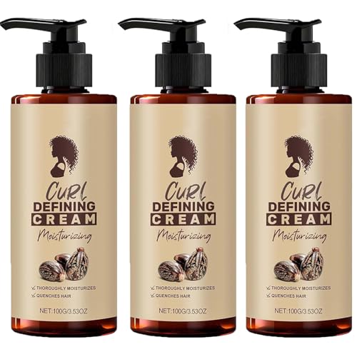 Curl Defining Cream-100ml Anti Frizz Curling Lotion, Wavy Hair Defining Moisturizer, Curl Defining Cream for Curly & Wavy Hair, Long-Lasting Enhancing Lotion, for Frizz Dry Wave Women Girls. (3pcs)