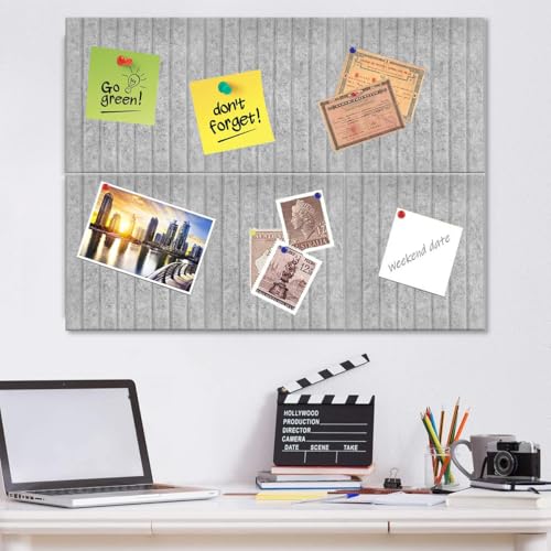 Image of Climberty 6Pcs Felt Bulletin Board Vision Board,30x30cm Self-Adhesive Wall Boards with 50pcs Drawing Pins,Felt Message for Paste Notes Photos Schedules (Grey)