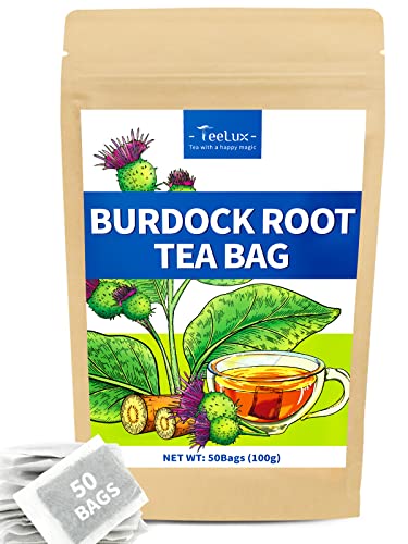 Image of TeeLux Burdock Root Tea Bags, Caffeine-Free Herbal Tea, Smooth Mellow Flavor, Lightly Toasted Aroma, Hot or Iced, 50 Count