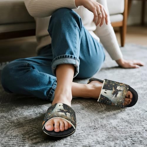 Fuzzy Open Toe Slippers for Women Breathable Bedroom Slippers 4.5-123