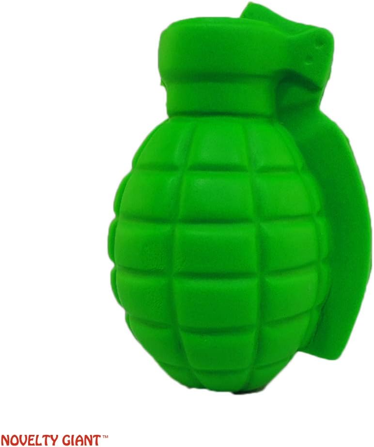 NOVELTY GIANT Stress Relief Squeezable Foam Green Grenade Package of Six