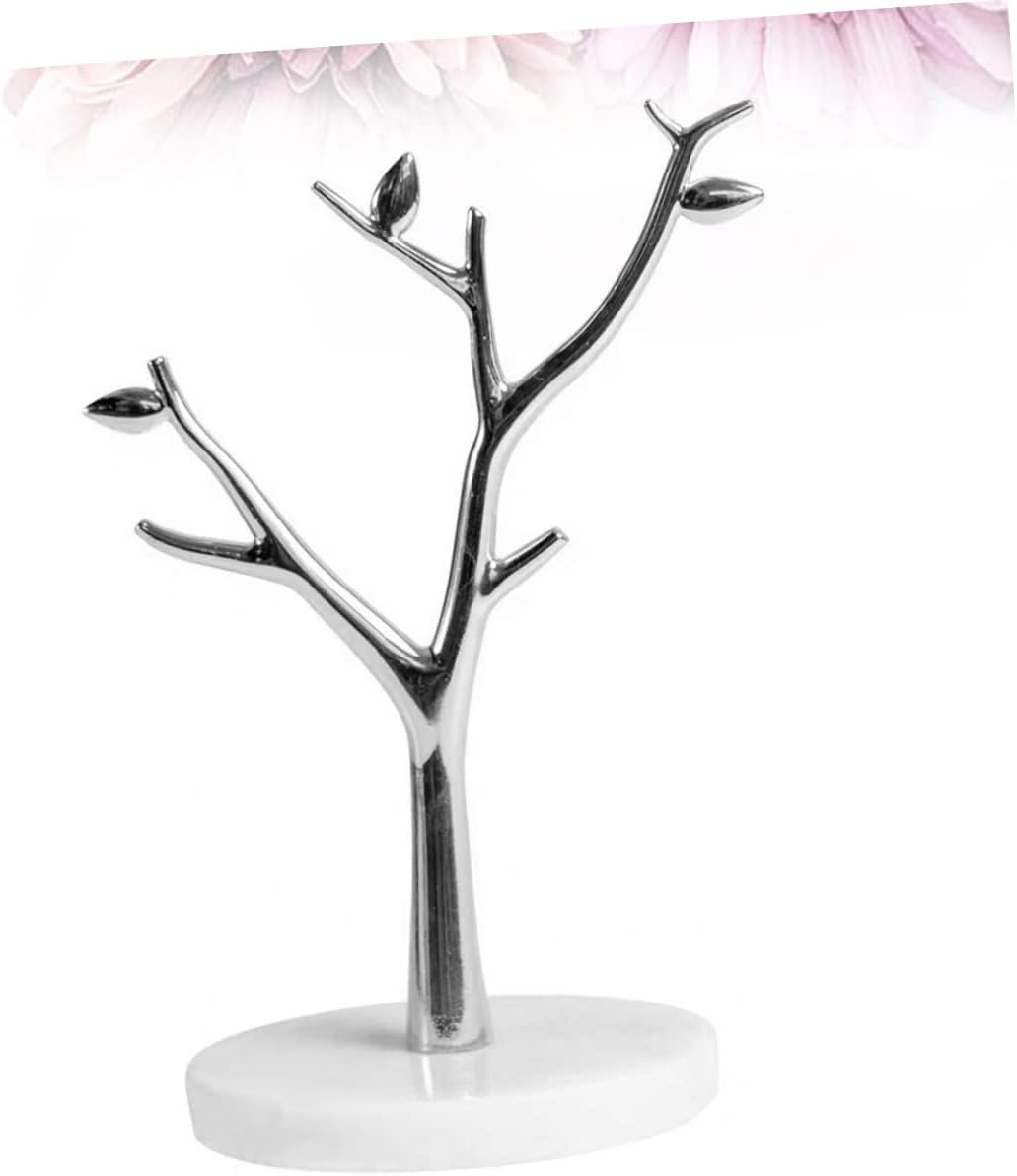 1pc Marble Jewelry Display Stand Tree Branches Organizer for Earrings Necklaces Marble Base for Home and Store Use