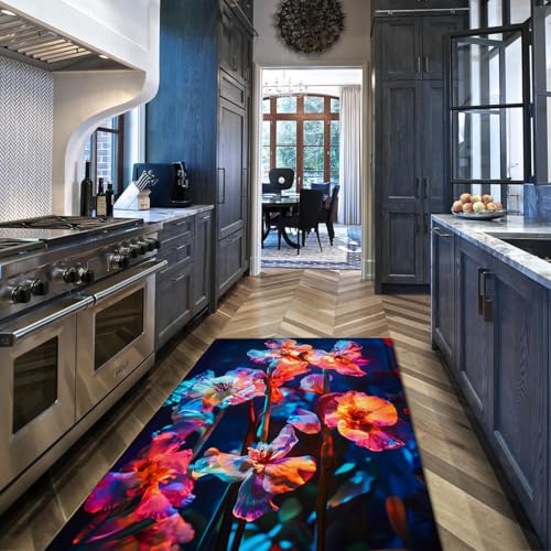 Tapis fleuri moderne 160x230 cm lavable pour salon et entrée