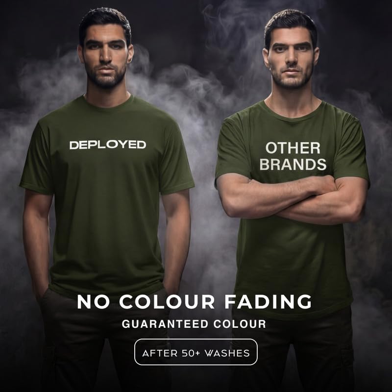 Image of Deployed First Strike Signature Luxesoft Cotton T-Shirt | Army t Shirt for Men | Military | Commando | t Shirts | Round Neck | Half Sleeve | Regular Fit | Black