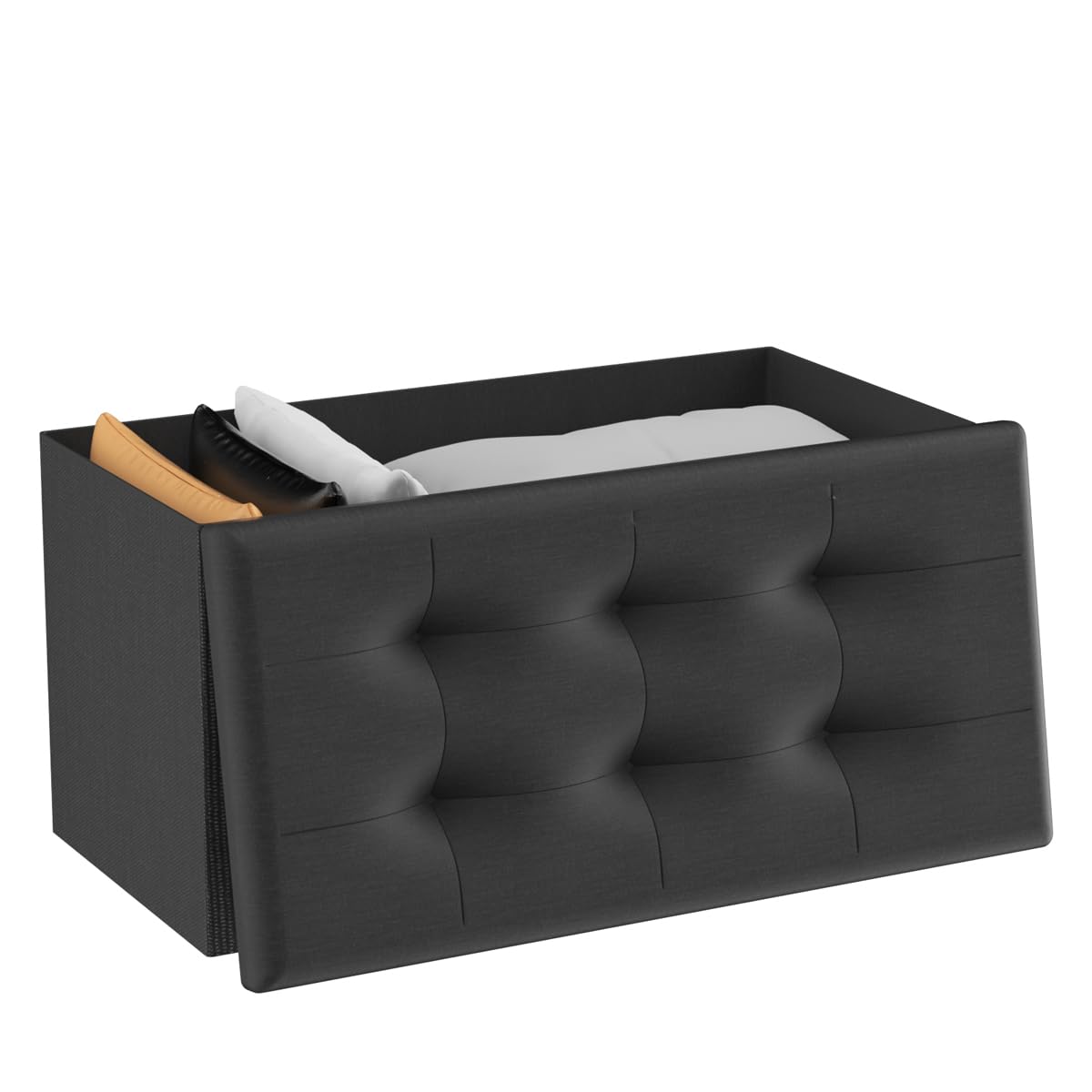 T-LOVENDO.ES Puff o Banco de almacenaje Plegable- Taburete Reposapiés Otomana- Baúl de Almacenamiento para Cama- Dormitorio- salón-Comedor- Recibidor- 38x76x38cm. Soporta 300kg.