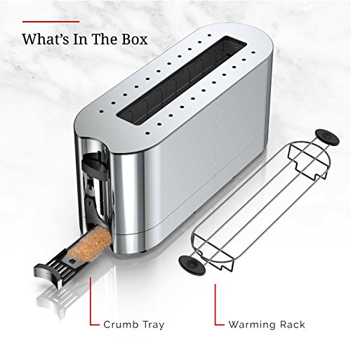 Russell Hobbs Trl9300Gyr 2-Slice Glass Accent Long Toaster, Silver & Stainless Steel #TOP3